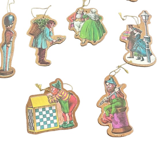 (21) Vintage Wooden Flat Diecut Two Sided Ornaments. Lot of 21 Ornaments - Picture 2 of 9